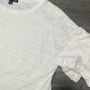 Cable & Gauge Textured White Short Sleeve Top